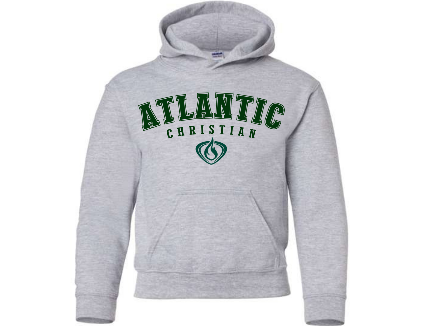 2026 Design 1 - ACS Uniform-Approved Hooded Sweatshirt - Atlantic Christian with Flame - Available in Gray, Black and Dark Green