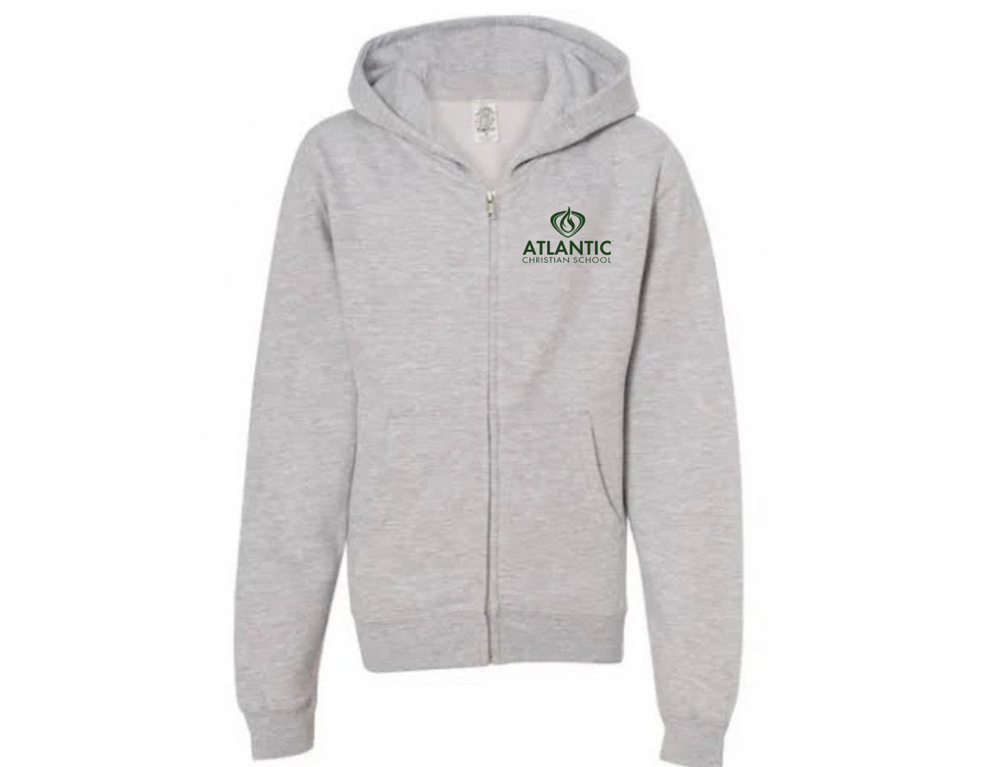 ACS Uniform-Approved Sweatshirt - Zip-Up Hoodie with ACS Logo. Available in Gray, Black & Dark Green