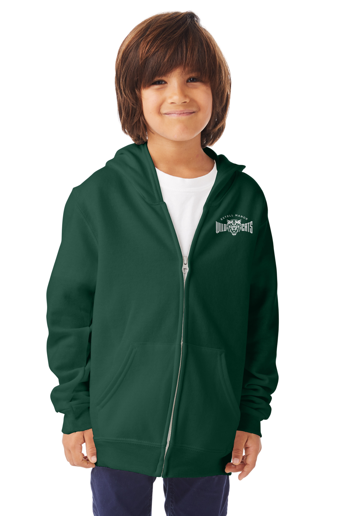 Wildcats Zip-Up Hoodie. Available in Black & Dark Green