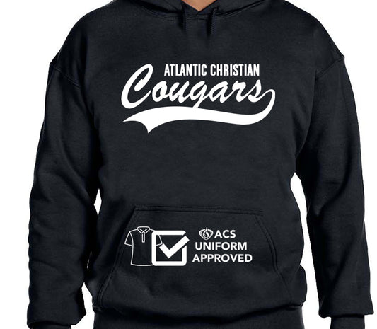 ACS Uniform-Approved Hooded Sweatshirt with Cougars Lettering - Available in Black, Dark Green and Gray