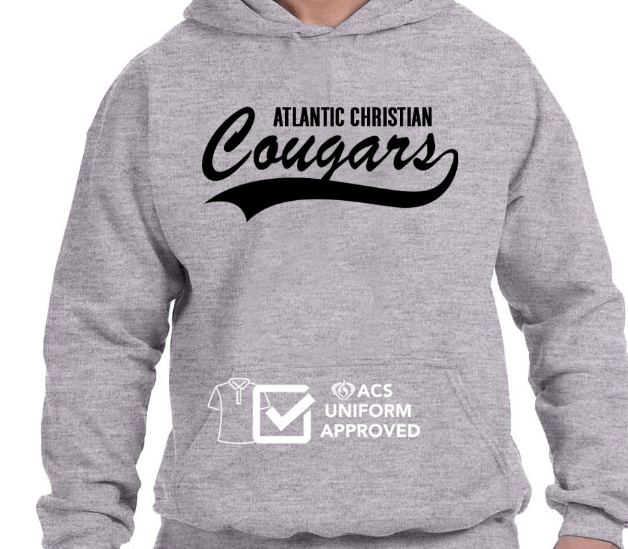 ACS Uniform-Approved Hooded Sweatshirt with Cougars Lettering - Available in Black, Dark Green and Gray