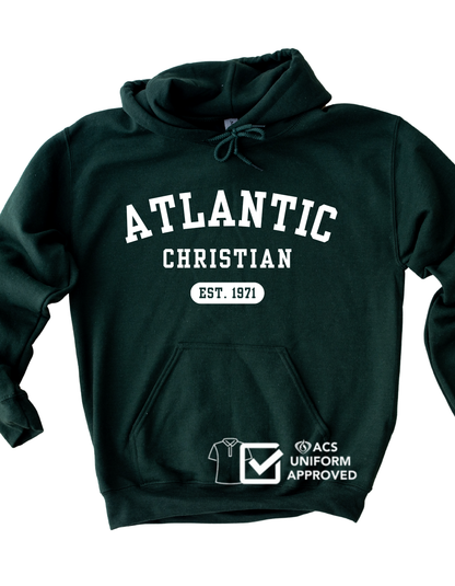 ACS Uniform-Approved Hooded Sweatshirt with EST 1971 Design - Available in Gray, Black and Dark Green