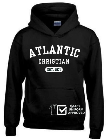 ACS Uniform-Approved Hooded Sweatshirt with EST 1971 Design - Available in Gray, Black and Dark Green