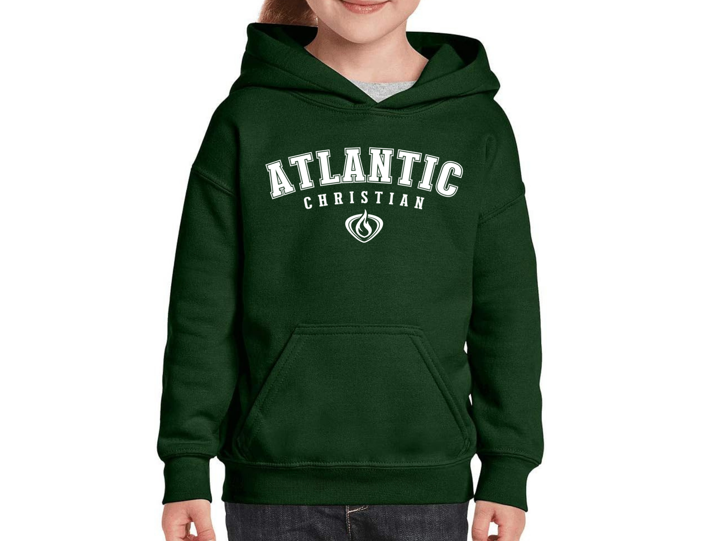 2026 Design 1  - ACS Uniform-Approved Hooded Sweatshirt - Atlantic Christian with Flame - Available in Gray, Black and Dark Green