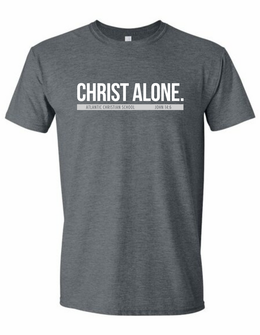 Theme Shirt for Parents - Christ Alone in Heather Dark Gray