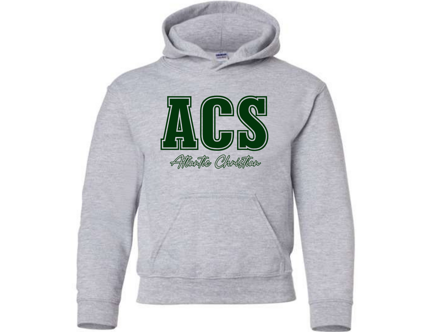 2026 Design 2 - ACS Uniform-Approved Hooded Sweatshirt - ACS Atlantic Christian- Available in Gray, Black and Dark Green