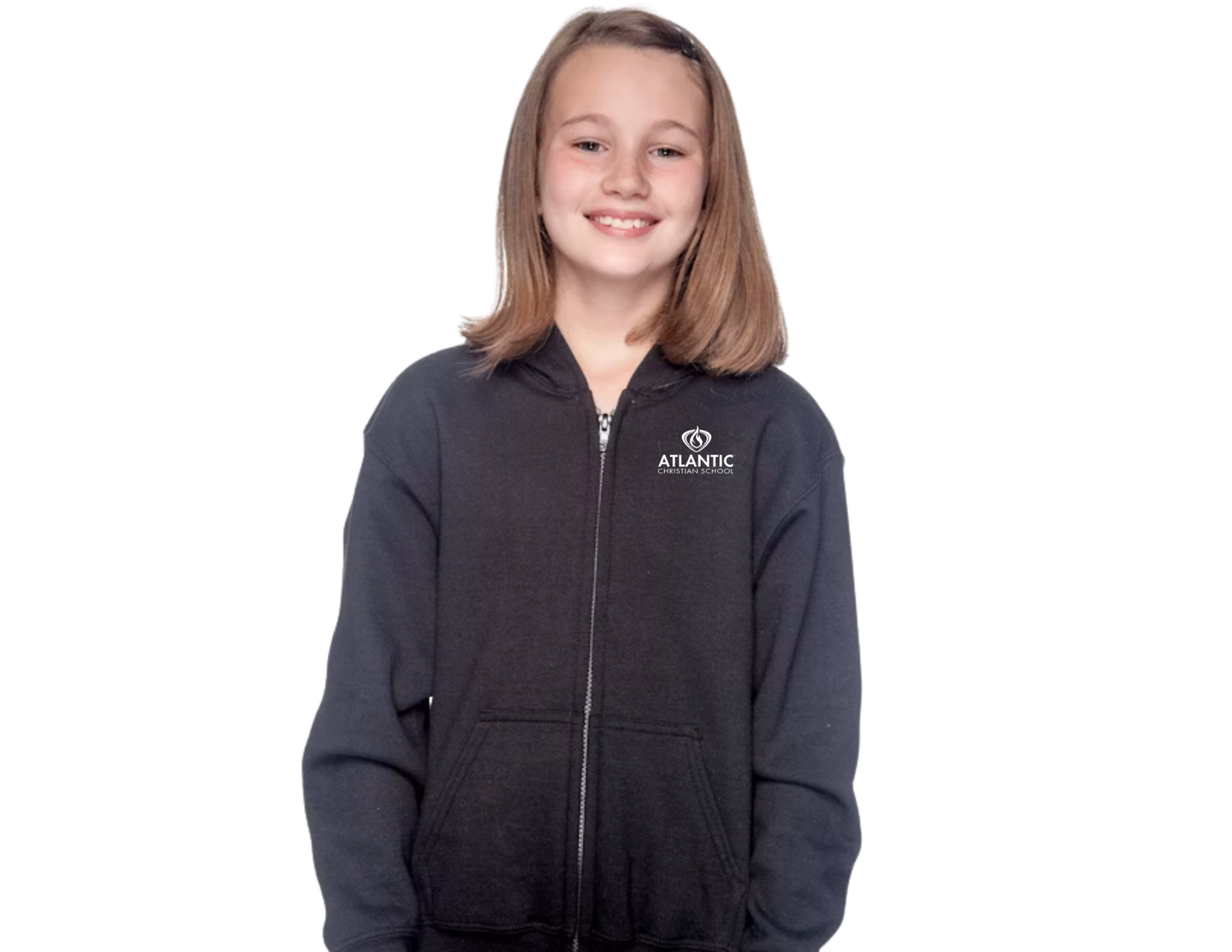 ACS Uniform-Approved Sweatshirt - Zip-Up Hoodie with ACS Logo.  Available in Gray, Black & Dark Green