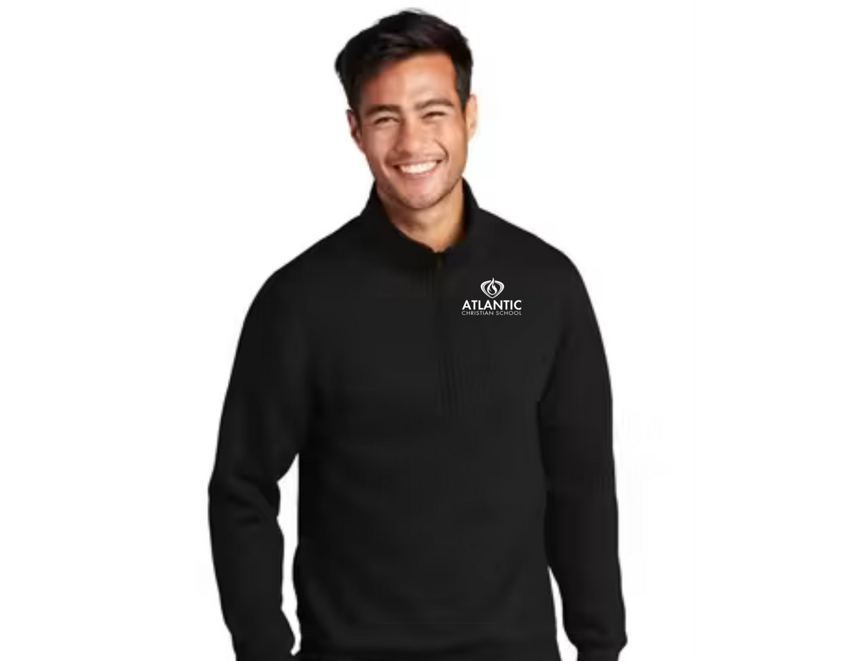 ACS Uniform-Approved Quarter Zip Sweatshirt with ACS Lettering - Available in Black and Adult Sizes only