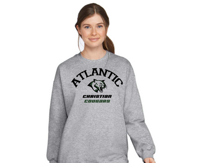 ACS Uniform-Approved Crew Sweatshirt - Gray with Atlantic Christian Cougars Design