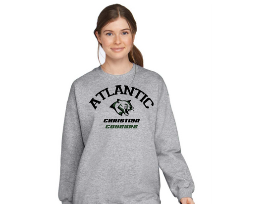 ACS Uniform-Approved Crew Sweatshirt - Gray with Atlantic Christian Cougars Design