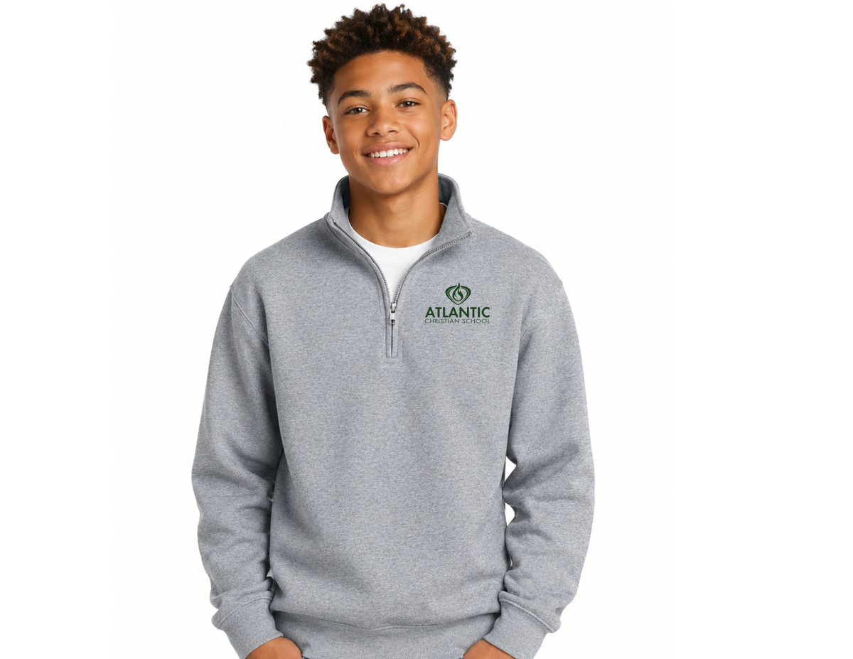 ACS Uniform-Approved Quarter Zip Sweatshirt with ACS Lettering - Available in Black and Adult Sizes only