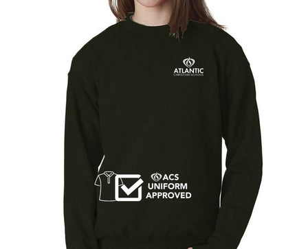 ACS Uniform-Approved Crew Sweatshirt with small ACS logo - Available in Gray, Black and Dark Green