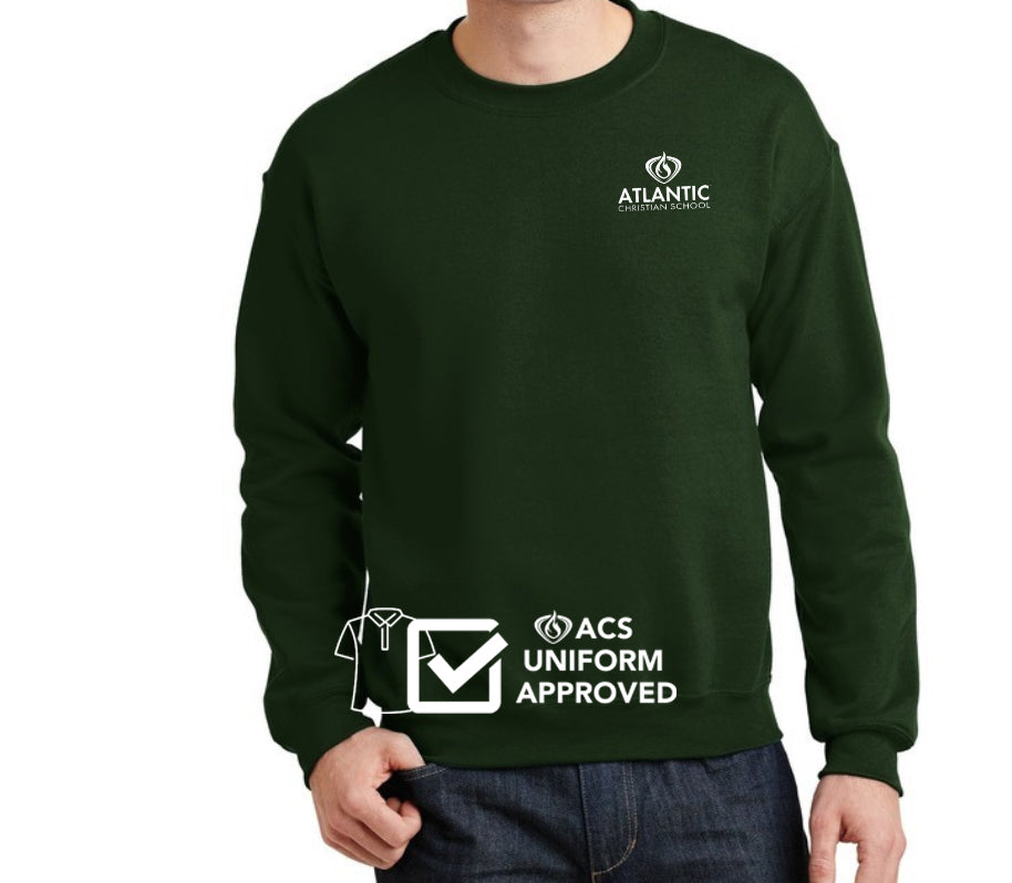 ACS Uniform-Approved Crew Sweatshirt with small ACS logo - Available in Black and Dark Green