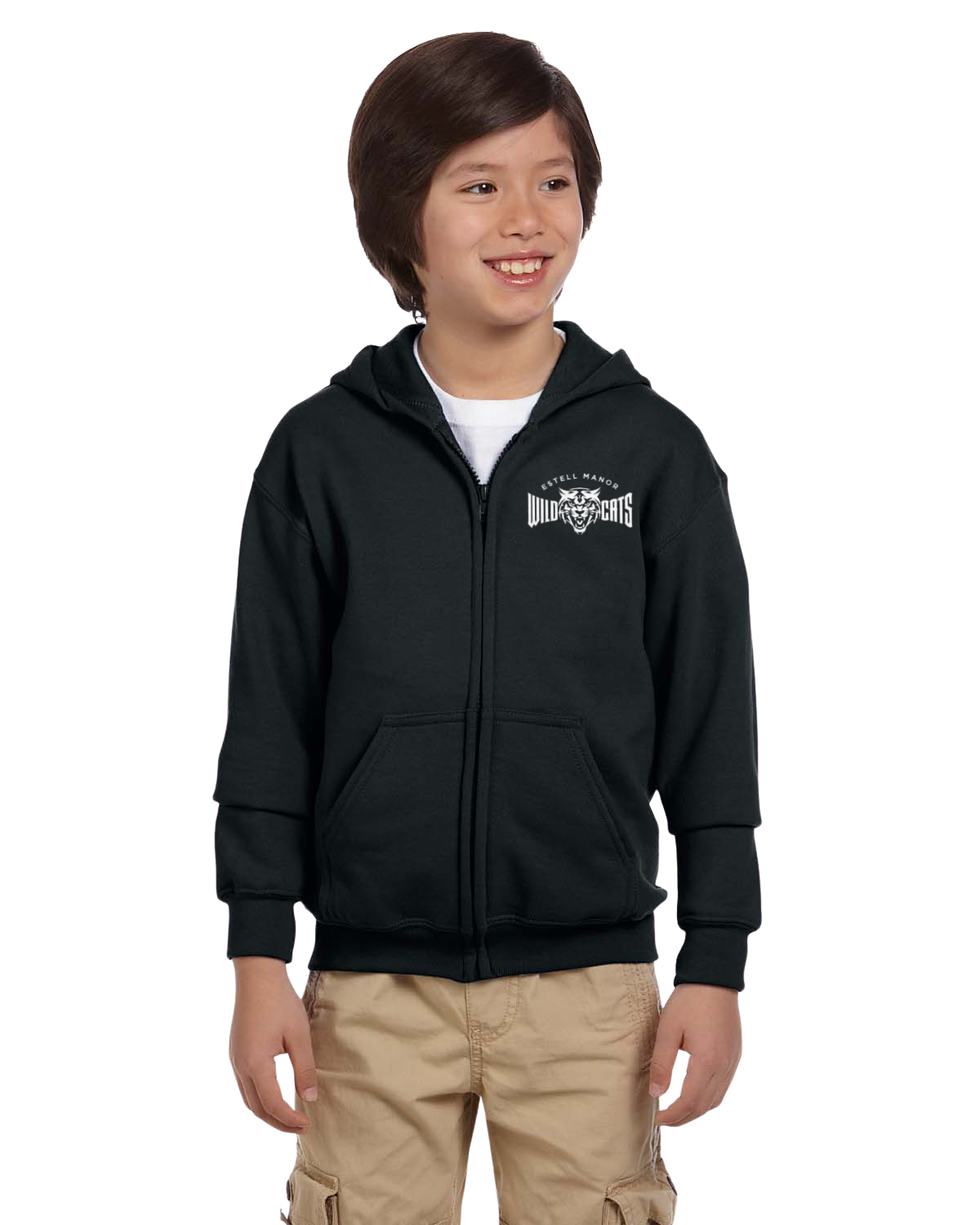 Wildcats Zip-Up Hoodie.  Available in Black & Dark Green