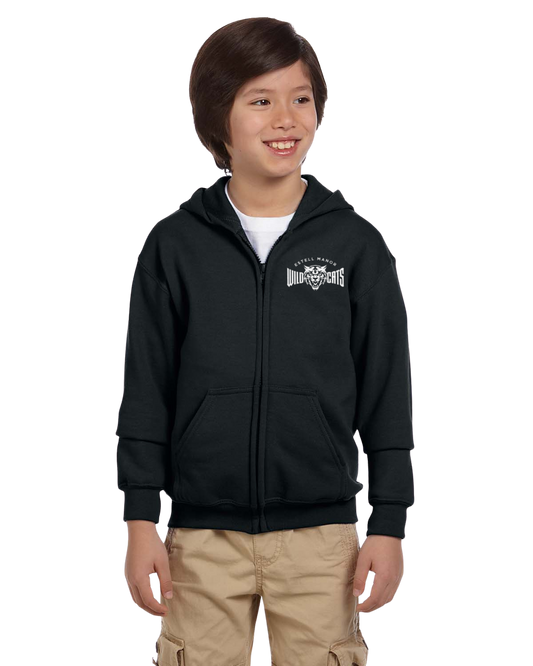 Estell Manor Wildcats Zip-Up Hoodie.  Available in Black & Dark Green