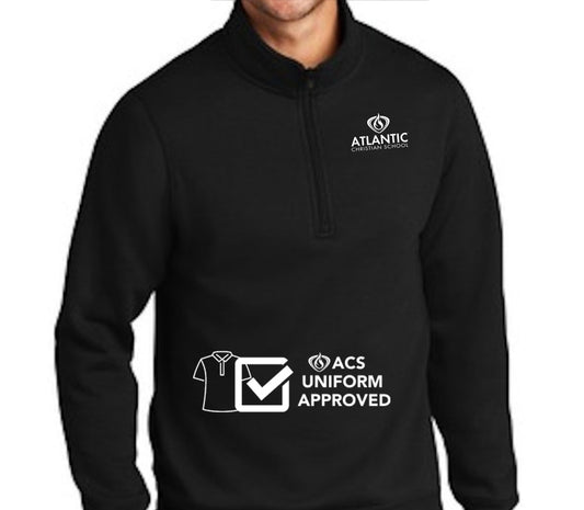 ACS Uniform-Approved Quarter Zip Sweatshirt with ACS Lettering - Available in Black and Adult Sizes only