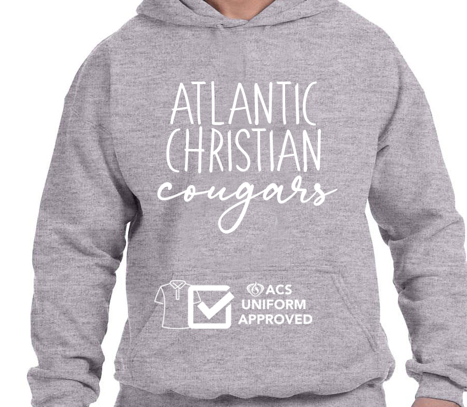 ACS Uniform-Approved Hooded Sweatshirt with White Lettering - Available in Black, Dark Green and Gray