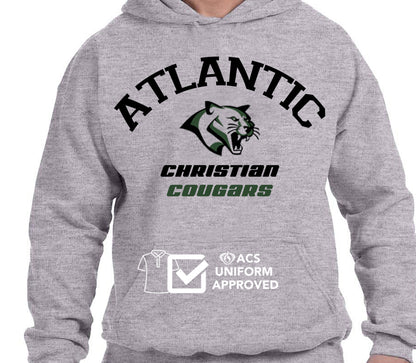 ACS Uniform-Approved Hooded Sweatshirt - Gray with Atlantic Christian Cougars Design